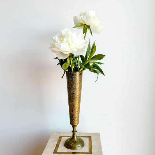 Engraved Brass Vase
