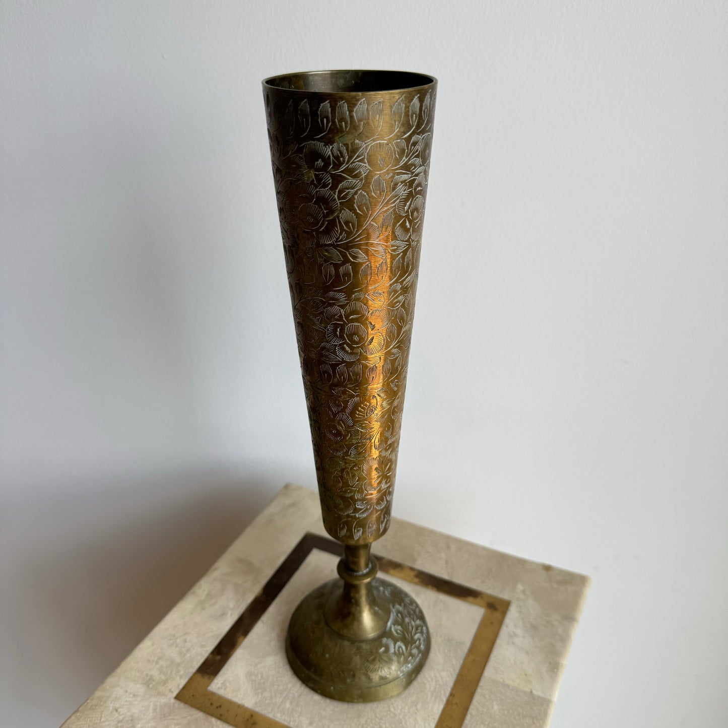 Engraved Brass Vase